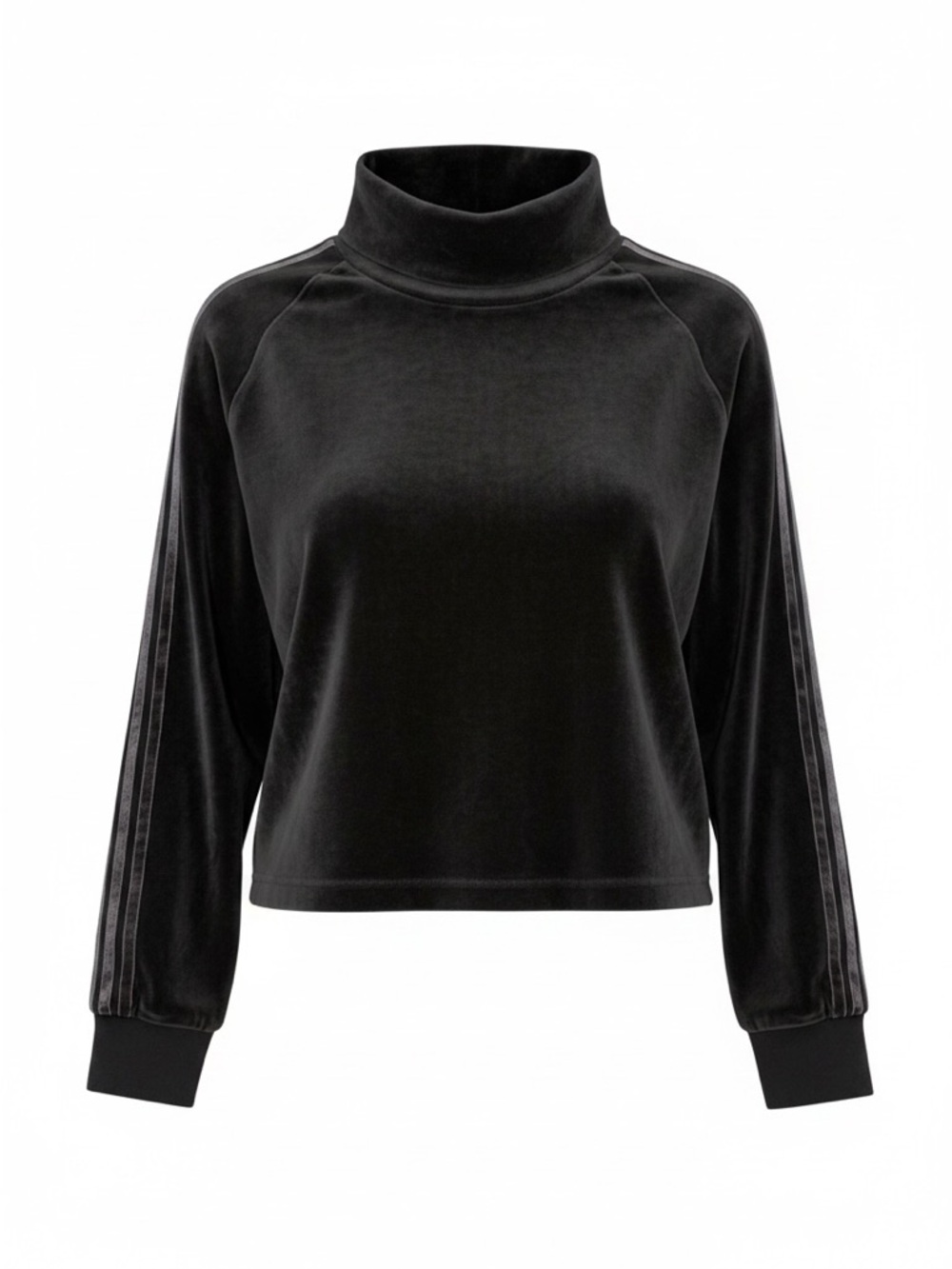 adidas Black Velvet Funnel Neck Cropped Pullover